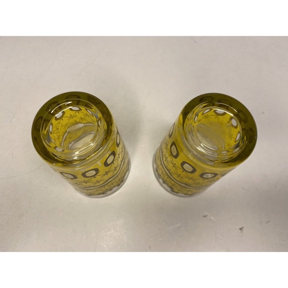 Vtg Moroccan Style Tea Glasses Yellow and Gold Set of 2 Persian Turkish Cordial - Picture 8 of 11